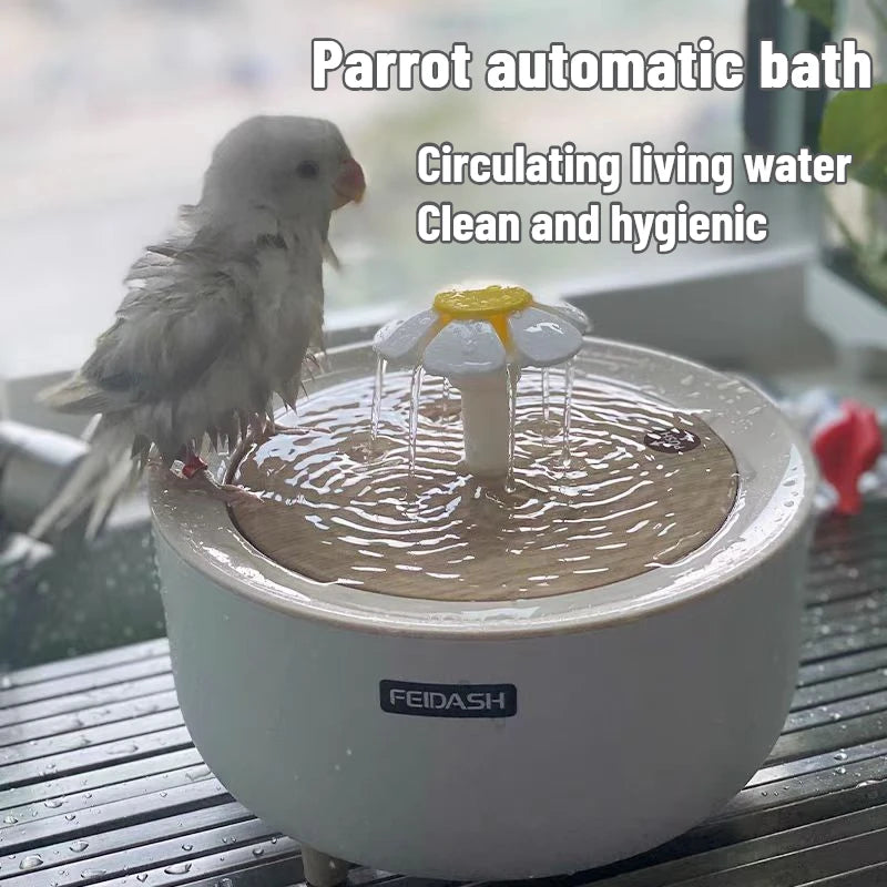 Auto Circulating 2-in-1 Parrot Bath & Pet Water Fountain Drip-Free Design for Small Pets USB Powered  pet toys  bird toys