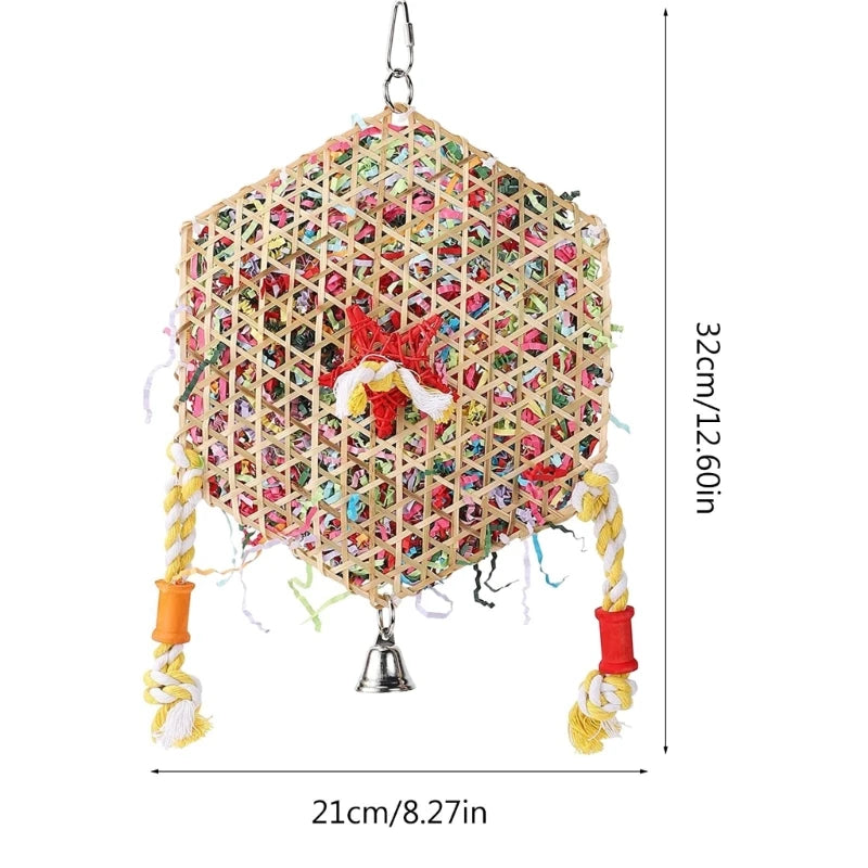 Parrots Toy Rattan Shredded Paper for African Cockatiel Conure Teeth Grinding Supplies for Yard Garden Tree Hanging Decor